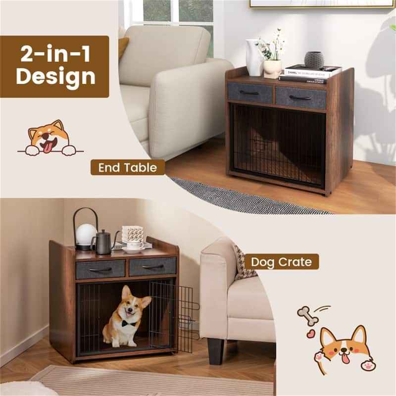 Stylish Dog Cage with Furniture, Multi-Functional Pet Enclosure for Home Use - 24.5" × 19.5" × 25" (L × W × H)