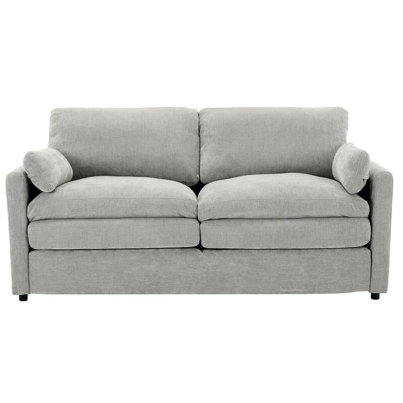 Roomfitters Cozy Oversized Upholstered Loveseat Cloud Sofa with Plush Double Cushion for Living Room, Light Grey