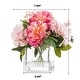 preview thumbnail 8 of 6, Enova Home Artificial Silk Dahlia Fake Flowers Arrangement in Clear Glass Vase with Faux Water for Home Wedding Decoration
