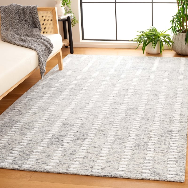 SAFAVIEH Handmade Abstract Damhnait Contemporary Wool Rug - 4' x 6' - Grey/Ivory - Rectangle