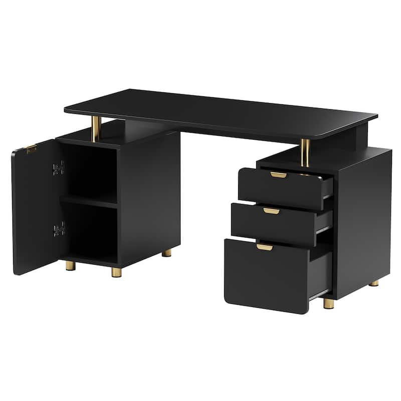 Modern Executive Floating Desk with 3 Drawers & Sleek Work Surface