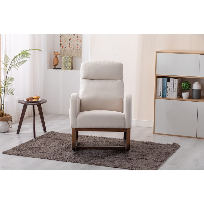 Roomfitters Modern Glider Rocking Chair, Recliner Armchair with Wood Legs and Side Pocket for Nursery or Living Room