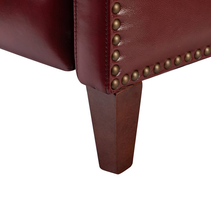 Brigida Cigar Genuine Leather Pushback Recliner with Nailhead Trim by HULALA HOME