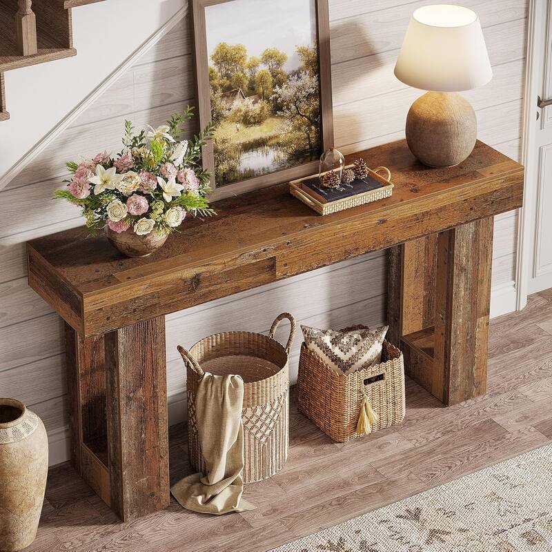 63" Wooden Console Table, Rectangular Sofa Table for Behind Couch, Entryway, HallwayLiving Room