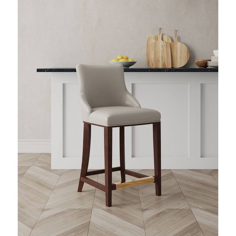 Manhattan Comfort Modern Shubert Upholstered Counter Stool - Light Grey - Counter Height - Single