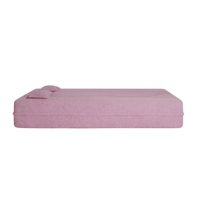 Modern Floor Sofa with 2 Pillows Foam-Filled Sleeper Sofa Bed
