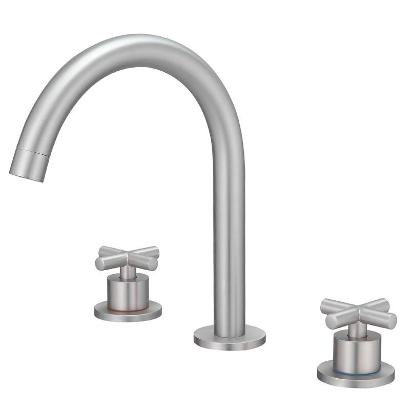 Widespread Bathroom Faucet 3-Hole Double Handle Vanity Tap with Pop-Up Drain - Brushed Nickel