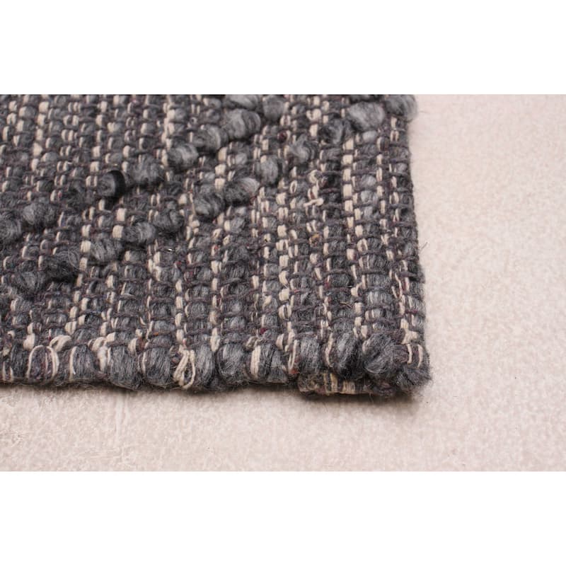 ECARPETGALLERY Braid weave Sienna Grey Wool Rug - 6'1 x 8'11