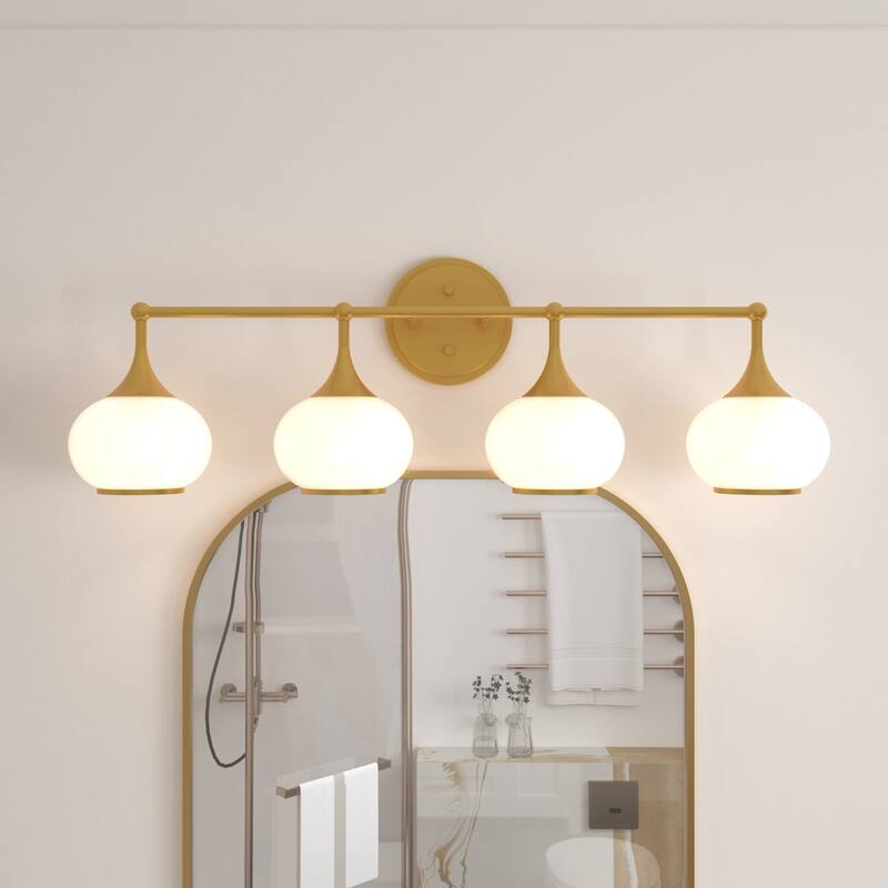 Acroma Aged Brass/Polished Chrome Finish Modern Globe Vanity Light