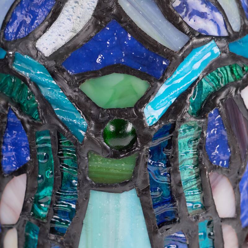 River of Goods Double Lit Stained Glass 24-Inch Table Lamp - 17" x 17" x 24"