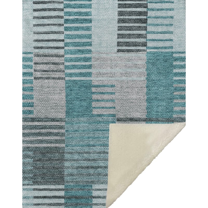 Premium Machine Washable Contemporary Sherpa Throw Blanket