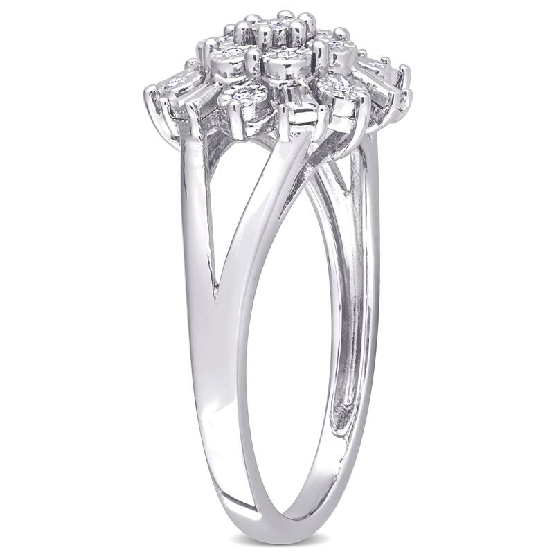 Miadora 1/10ct TDW Diamond Spoke Split Shank Ring in Sterling Silver