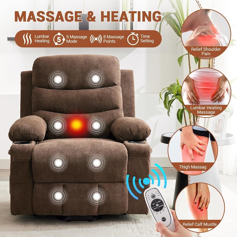 Oversized Electric Power Lift Recliner Chair, Recliners for Elderly With Heat and Massage