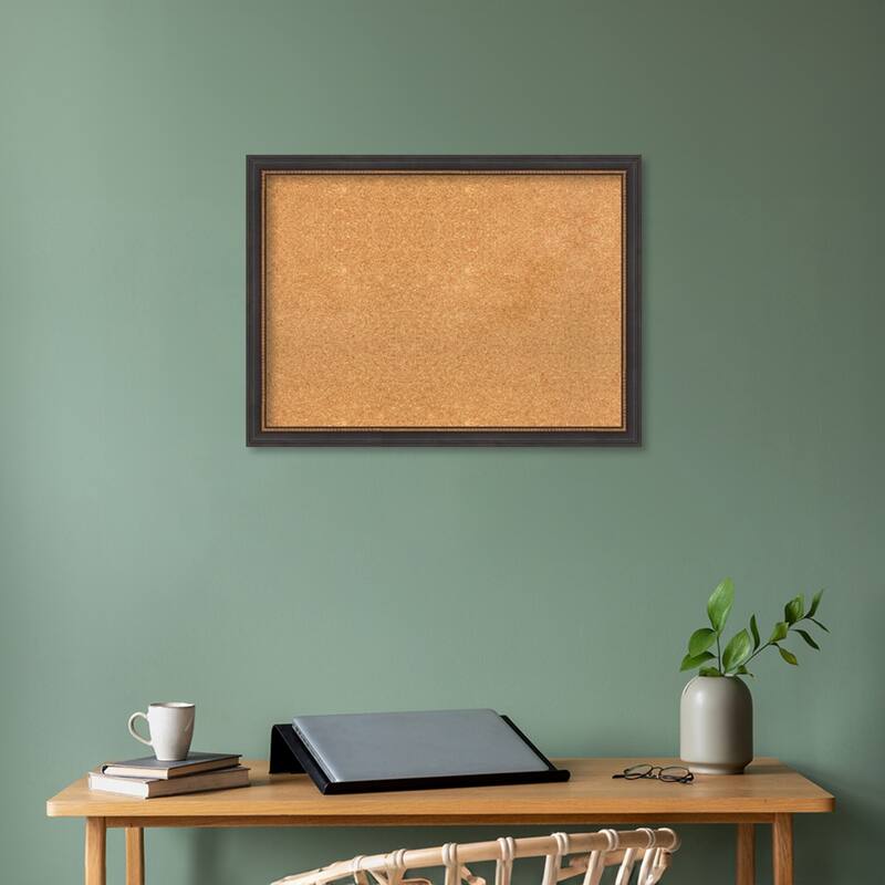 Ashton Black Wood Framed Natural Corkboard Bulletin Board, Organization Board, Pin Board