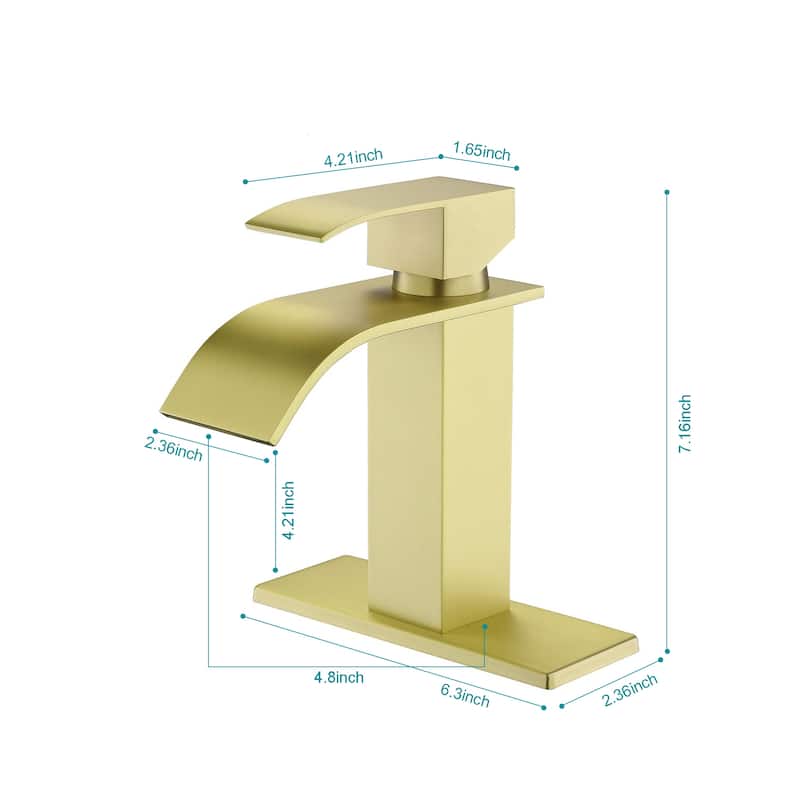 Waterfall Spout Single Handle Bathroom Sink Faucet
