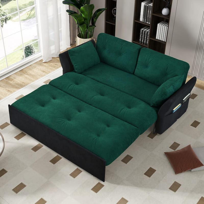 3-in-1 Convertible Sleeper Couch, chenille Loveseat Sofa