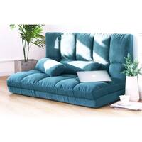 Porch & Den Osterman Blue 5-position Adjustable/Folding Floor Loveseat with 2 Pillows