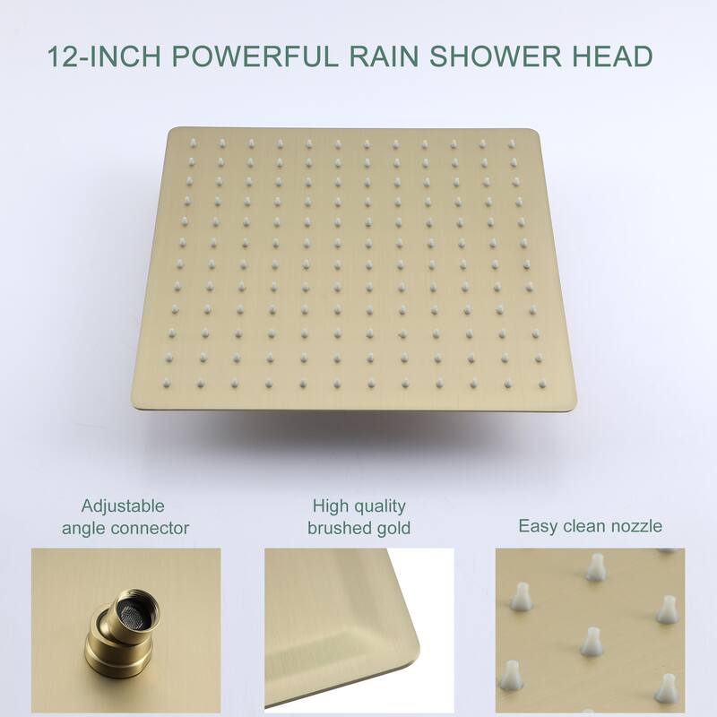 2.5 GPM 12 in. Ceiling Mount Dual Shower Heads with Pressure Balance Valve