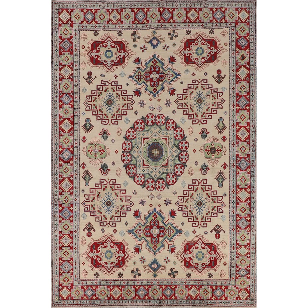 Geometric Kazak Area Rug Handmade Traditional Bedroom Wool Carpet - 8'5" x 11'8"