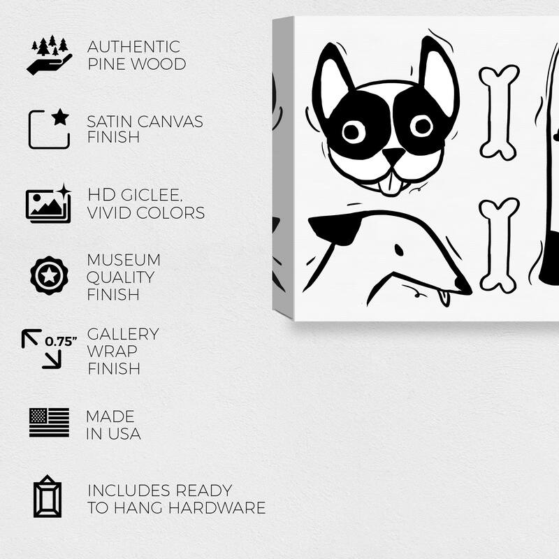 Wynwood Studio Canvas Animals Mans Best Friends Black and Modern & Contemporary Wall Art Canvas Print