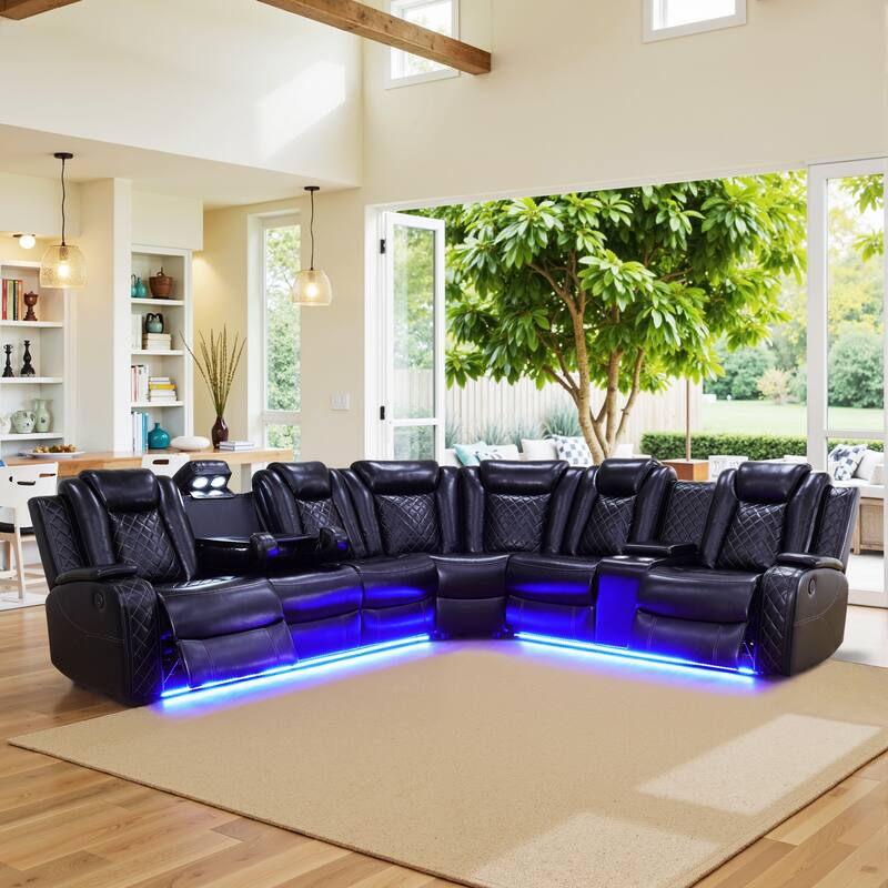 3-Piece Off-White Breathing Leather Living Room Recliner Sofa set