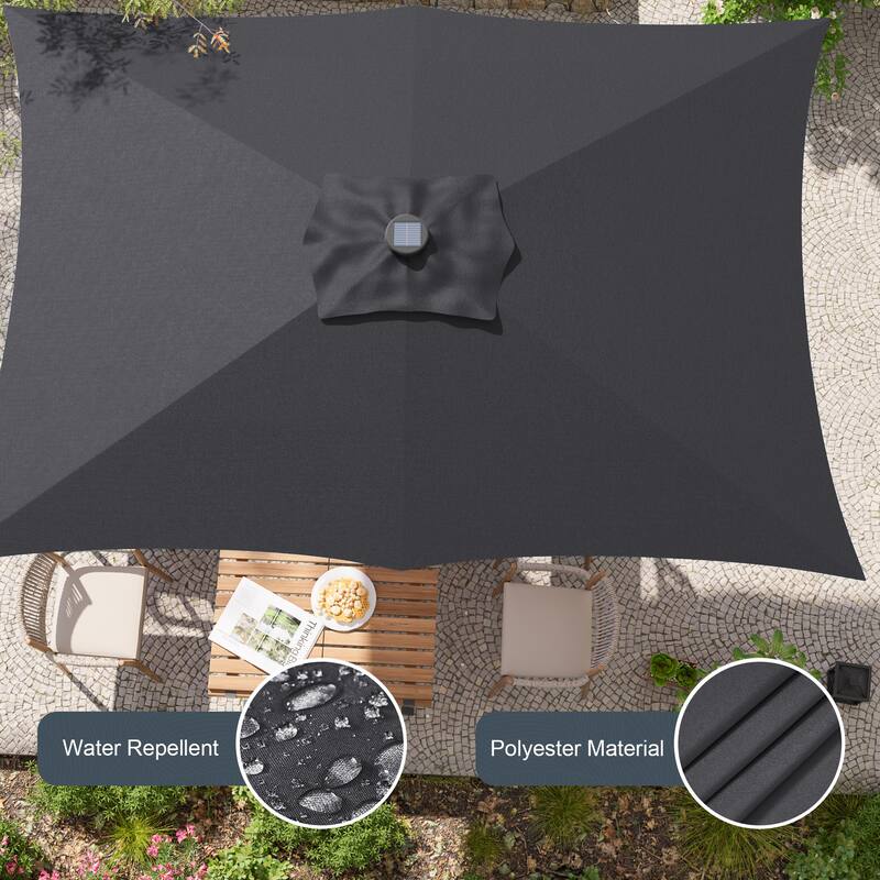 LIVOOSUN 6x9Ft LED Patio Umbrella Weather Resistant Table Umbrella