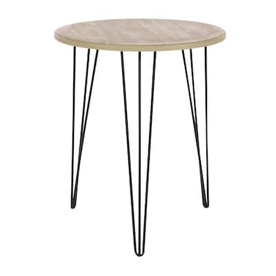 Wooden Accent Table with Black Metal Hairpin Legs - Brown - Roche River Decor - 18"W x 18"L x 22"H