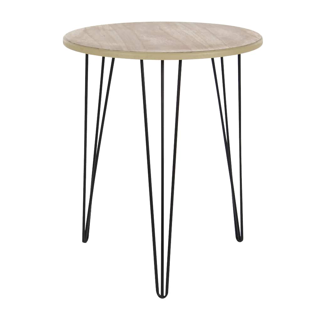 Wooden Accent Table with Black Metal Hairpin Legs - Brown - Roche River Decor - 18"W x 18"L x 22"H