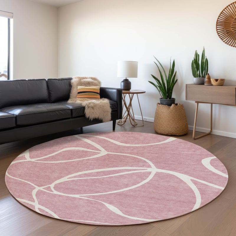 Premium Washable Super Soft Abstract Dash Mayfield Rug - Pink - 8' x 8'