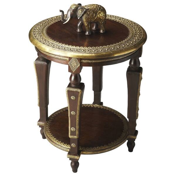 slide 2 of 4, Handmade Regal Indian Round Mango Wood End Table (India)