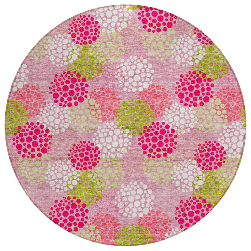Machine Washable Indoor/ Outdoor Chantille Modern Bubbles Rug