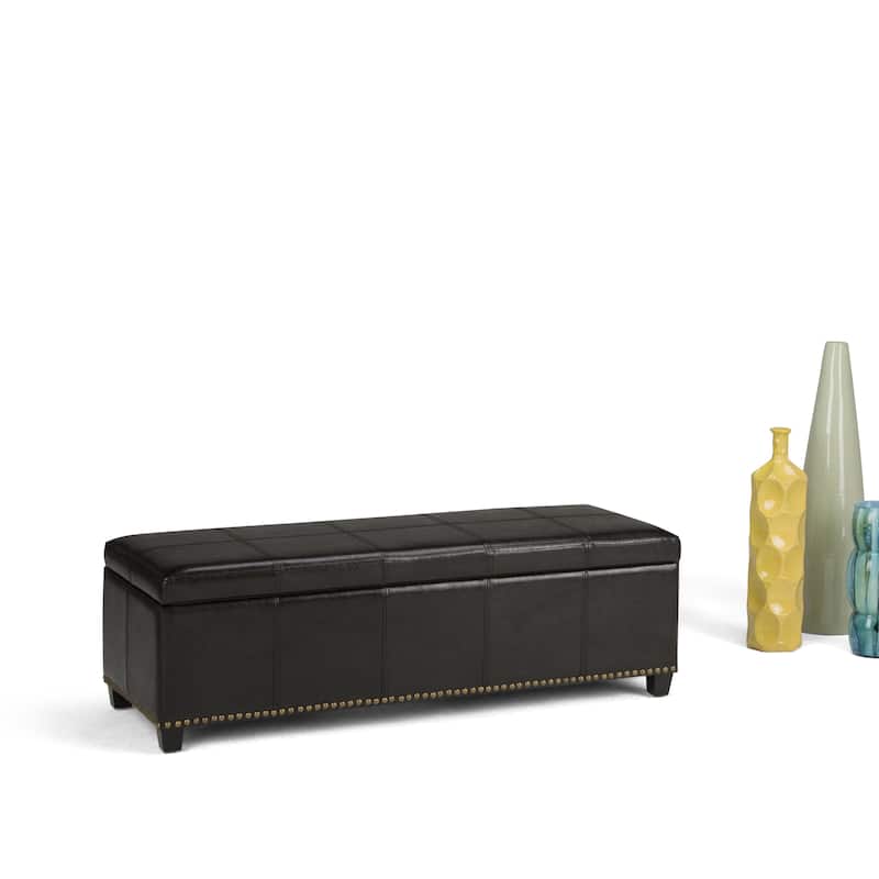 WYNDENHALL Stanford Upholstered Storage Ottoman - Midnight Black