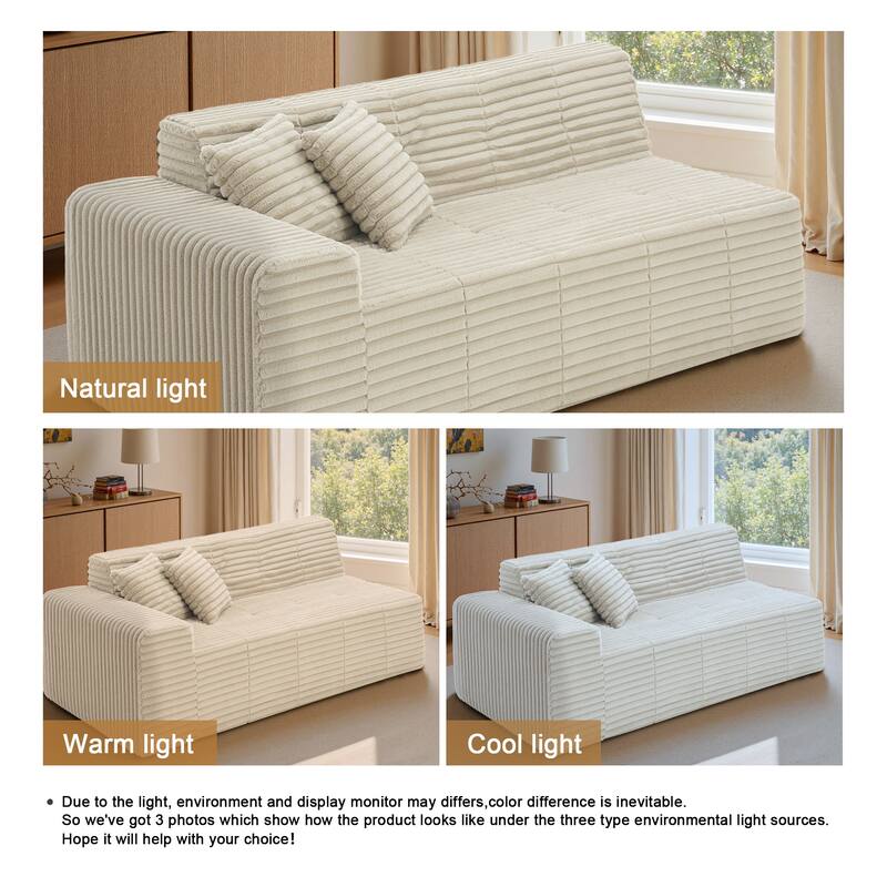 81" W No Assembly Required Couch Plush Corduroy Loveseat Sofa