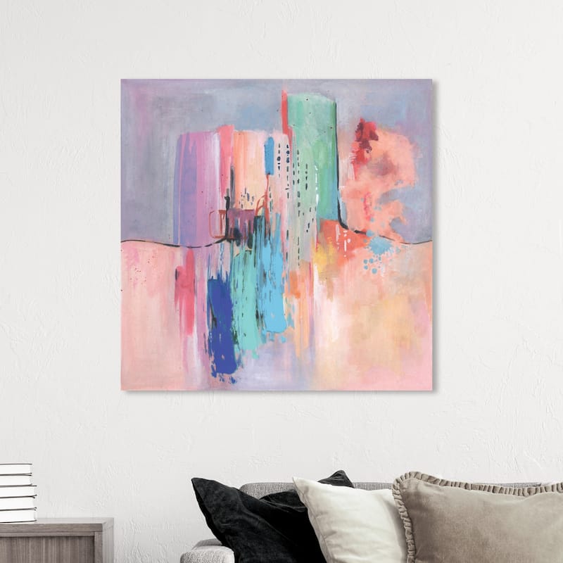 Wynwood Studio Abstract Abstract Reflection Purple and Pastel Orange Modern & Contemporary Wall Art Canvas Print - 40 x 40