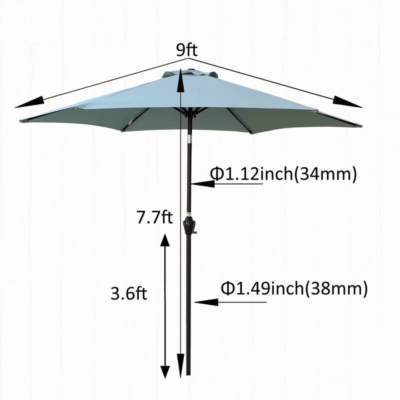 9FT Frosty Green Outdoor Patio Umbrella with Tilt and Crank System