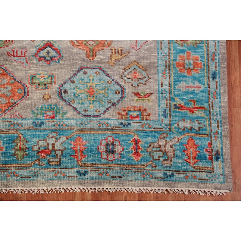 Tribal Geometric Oushak Oriental Area Rug Handmade Wool Carpet - 8'0" x 9'11"