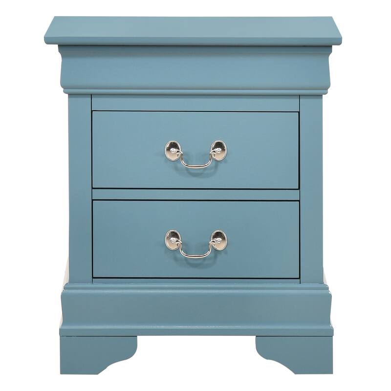 Compact Teal Nightstand with Two Drawers