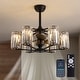 preview thumbnail 4 of 21, 6-Light Smart Crystal Column Caged Ceiling Fan Light - 27 inch-6 Lights Black
