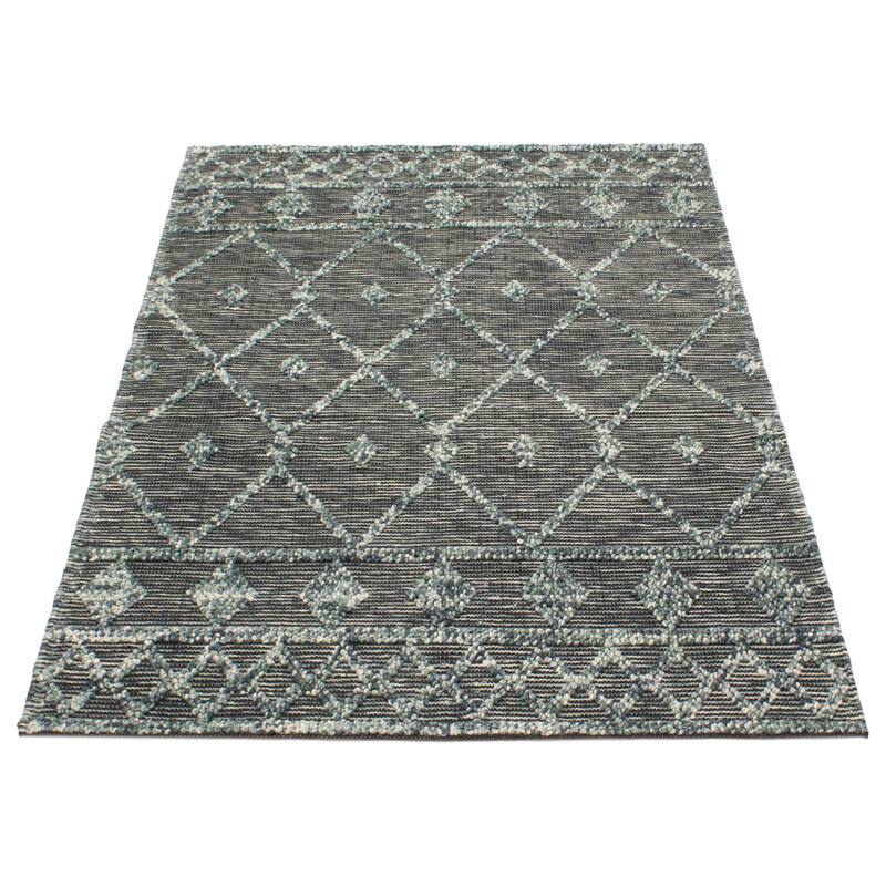 ECARPETGALLERY Braid weave Sienna Teal Wool Rug - 5'3 x 7'7