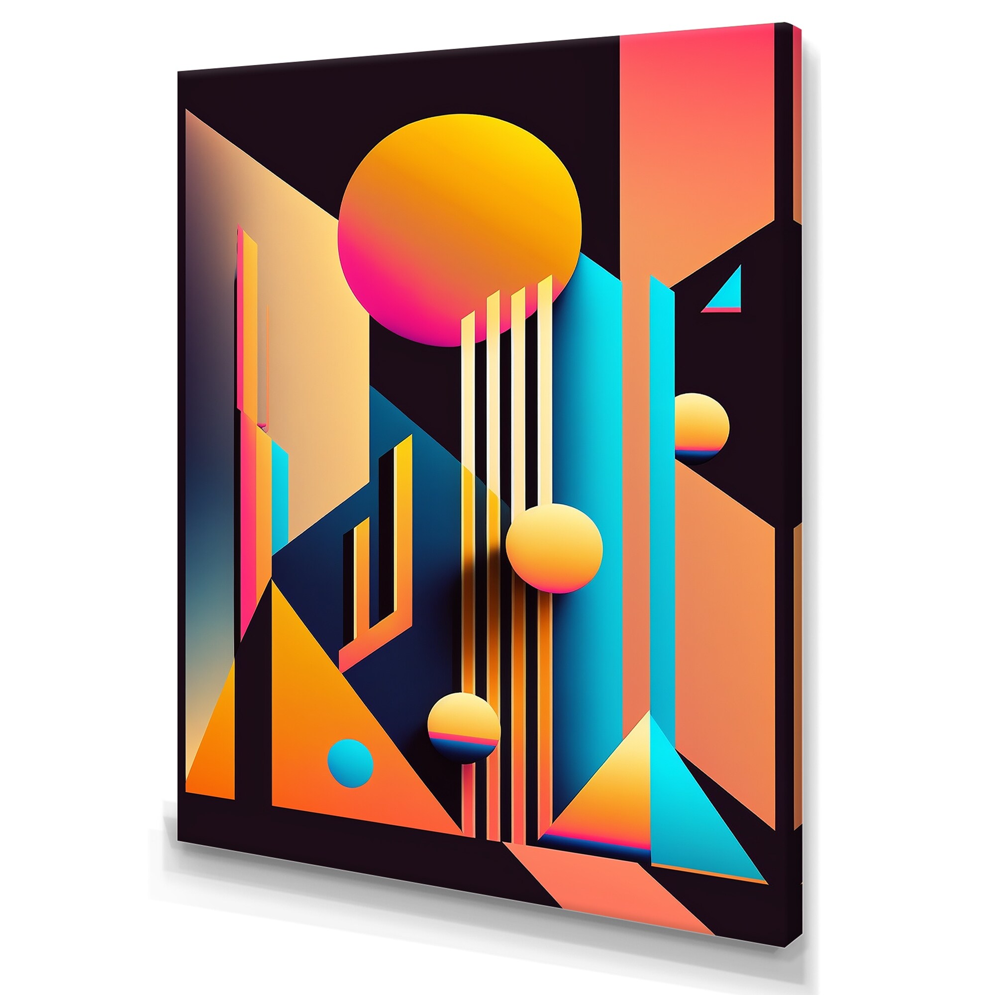 Designart Graphic Retro Compositions II Modern Geometric Canvas Wall Art  - Bed Bath & Beyond - 37758832