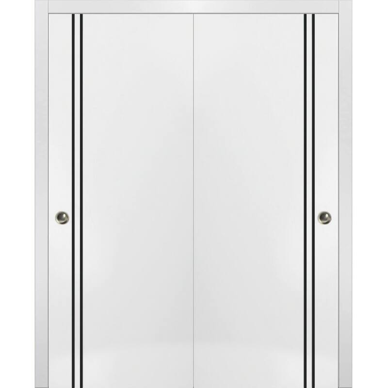 Bypass Doors 36 x 80 Planum 0016 White Silk with Sturdy Rails - 84" x 96" ( 2* 42x96)