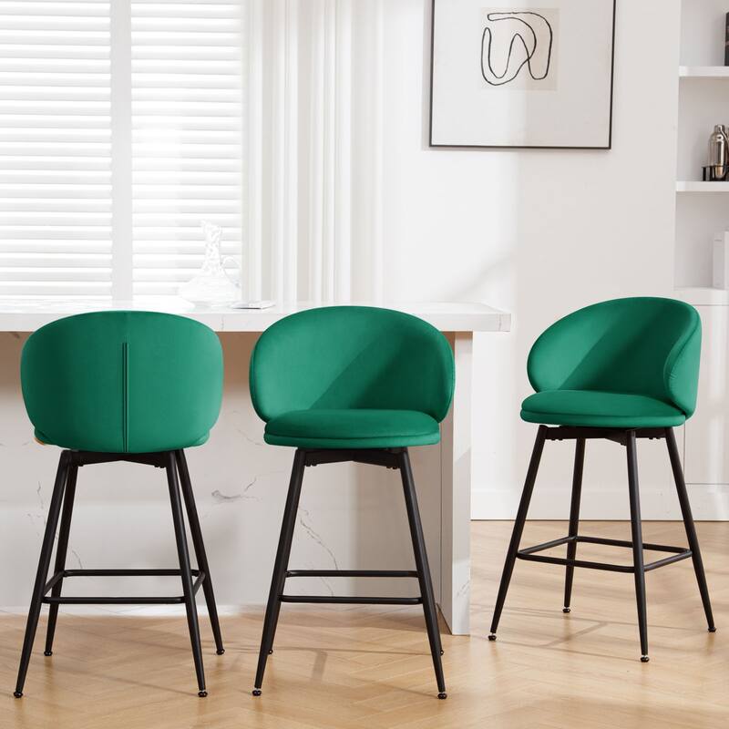 26"/30" Velvet Upholstered Swivel Counter/Bar Stools Set of 2/3