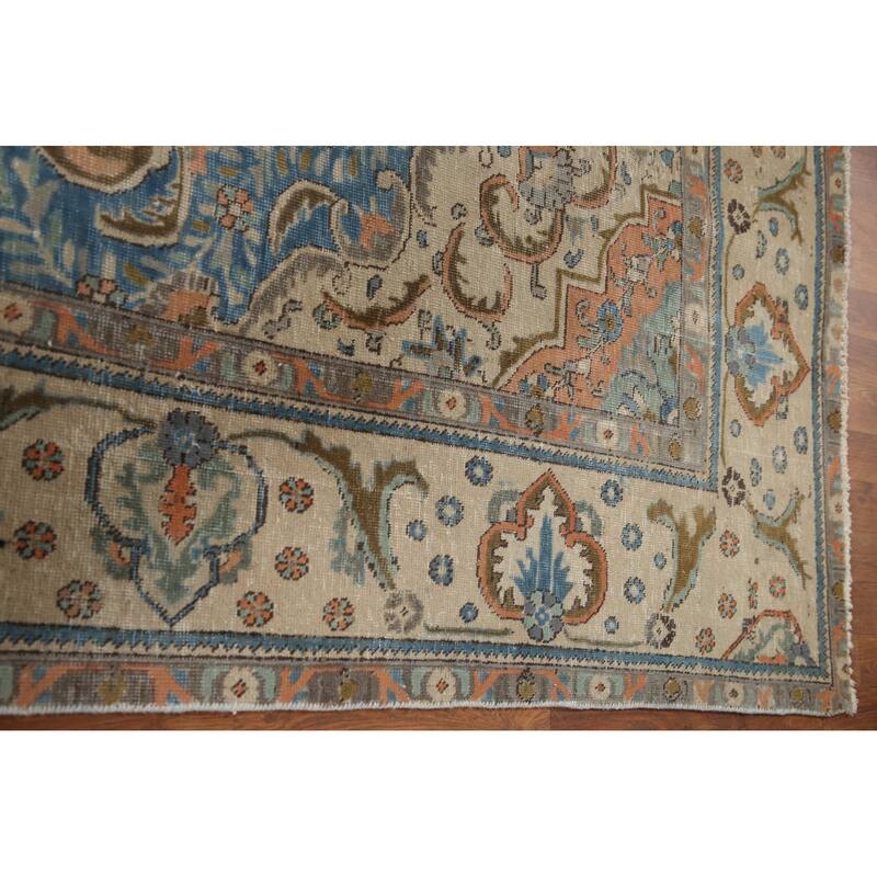 Hand Knotted Oriental 100% Wool Carpet Traditional Medallion Coral Tabriz Area Rug - 11' 7'' X 9' 9''