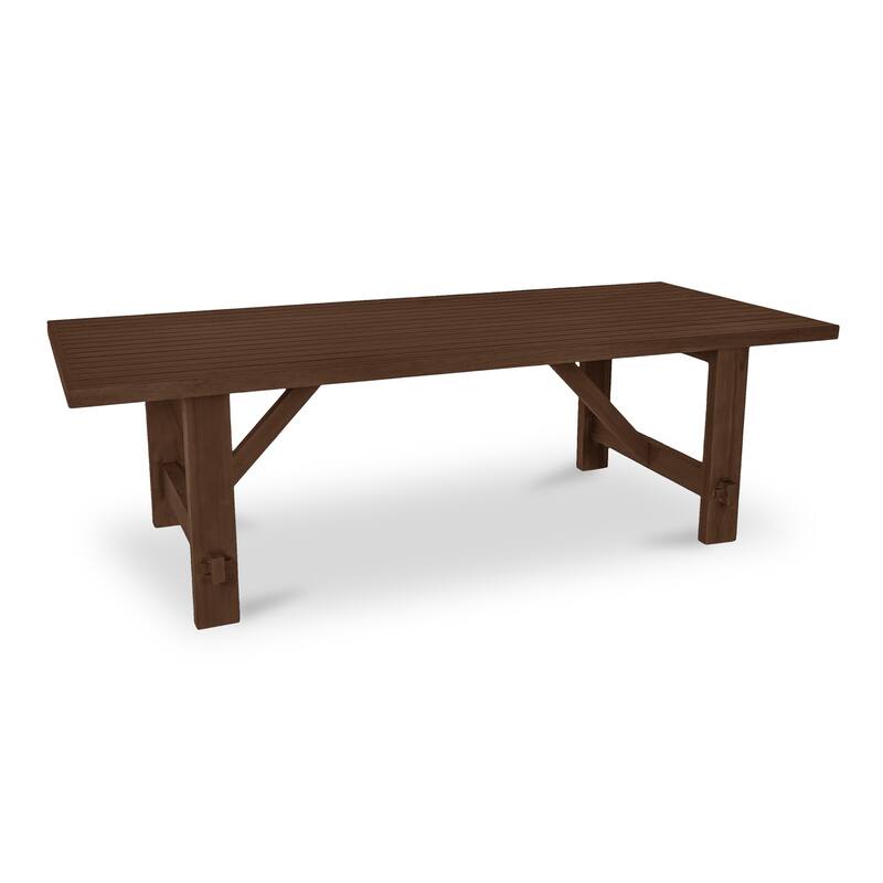 NADAAL STUDIOS Zirelle Outdoor Dining Table, Traditional Slatted Top, FSC Certified Solid Teak, Seats 8-10, Brown