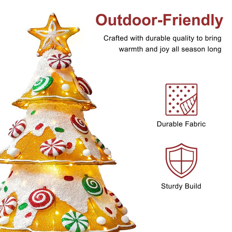 Puleo International 6' Gingerbread Outdoor Christmas Tree with 345 Warm White LED Lights - Brown