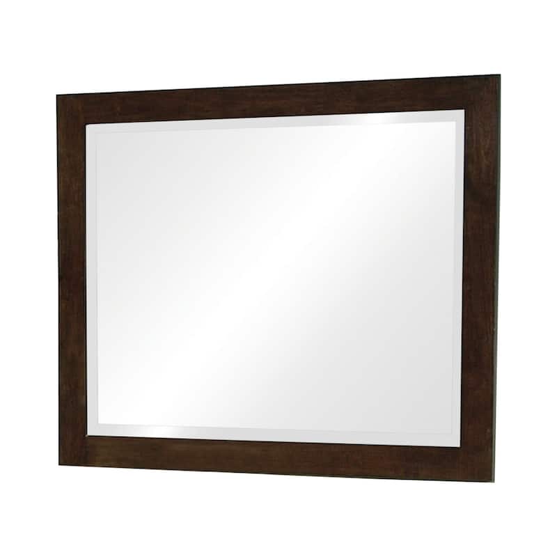 40 Inch Solid Wood Modern Mirror, Portrait, Framed, Cappuccino Brown