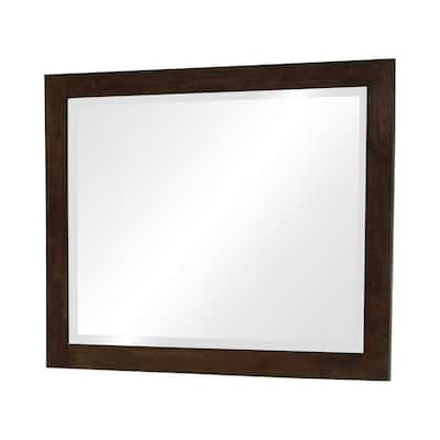 40 Inch Solid Wood Modern Mirror, Portrait, Framed, Cappuccino Brown