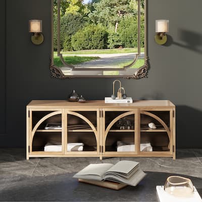 Oliver 65" Arched Door Open Shelf TV Stand Media Cabinet