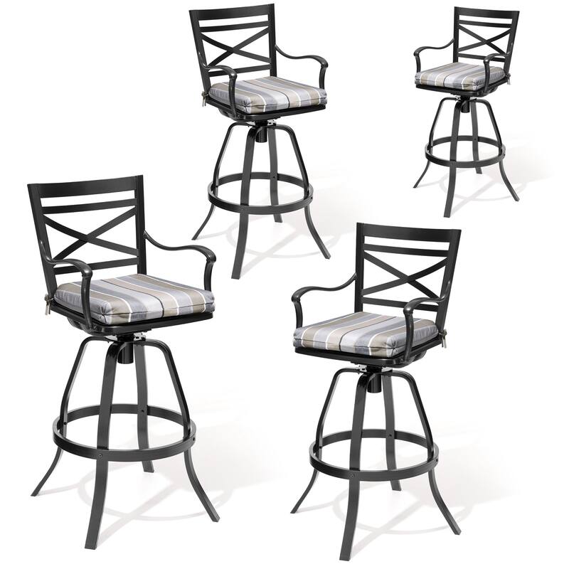 Outdoor Patio Swivel Bar Stool Aluminum Bar Chair with Sunbrella Cushion