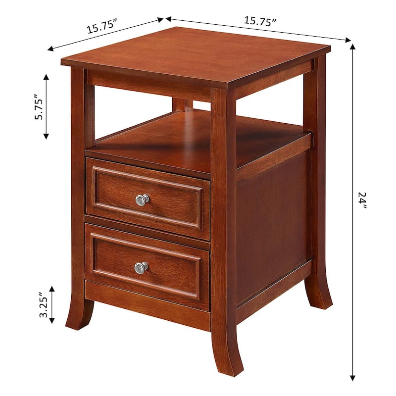 Convenience Concepts Melbourne 2 Drawer End Table with Shelf
